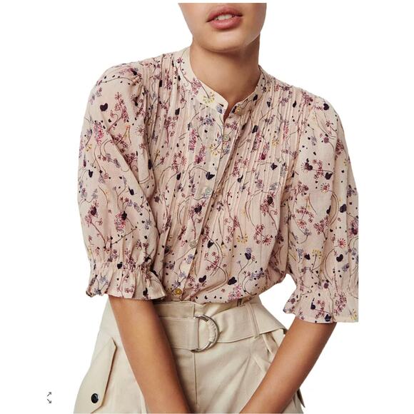 ba&sh Blouna Cotton Floral Printed Top Boho Cotton - Picture 1 of 7